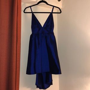 Elegant Navy Blue V Neck Dress